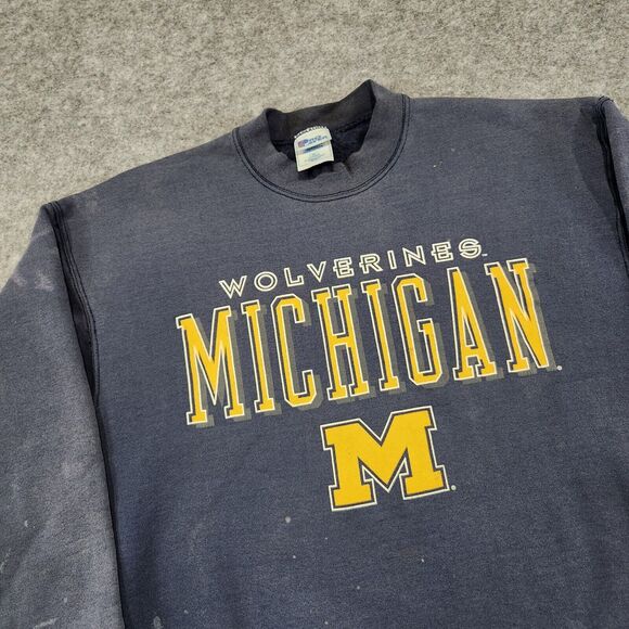 Pro Player Navy and Yellow Michigan Wolverines Sweatshirt - Picture 2 of 14
